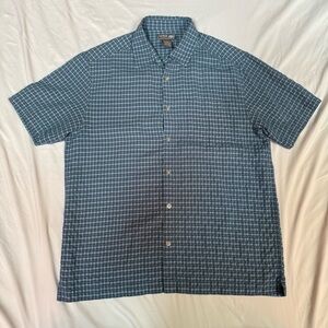 Urban Pipeline Urban Up Short Sleeve Button-Down Shirt - Blue Micro-Plaid Mens L